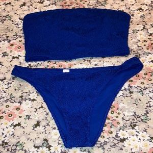 Women’s Aerie Royal Blue crochet push up bandeau bikini